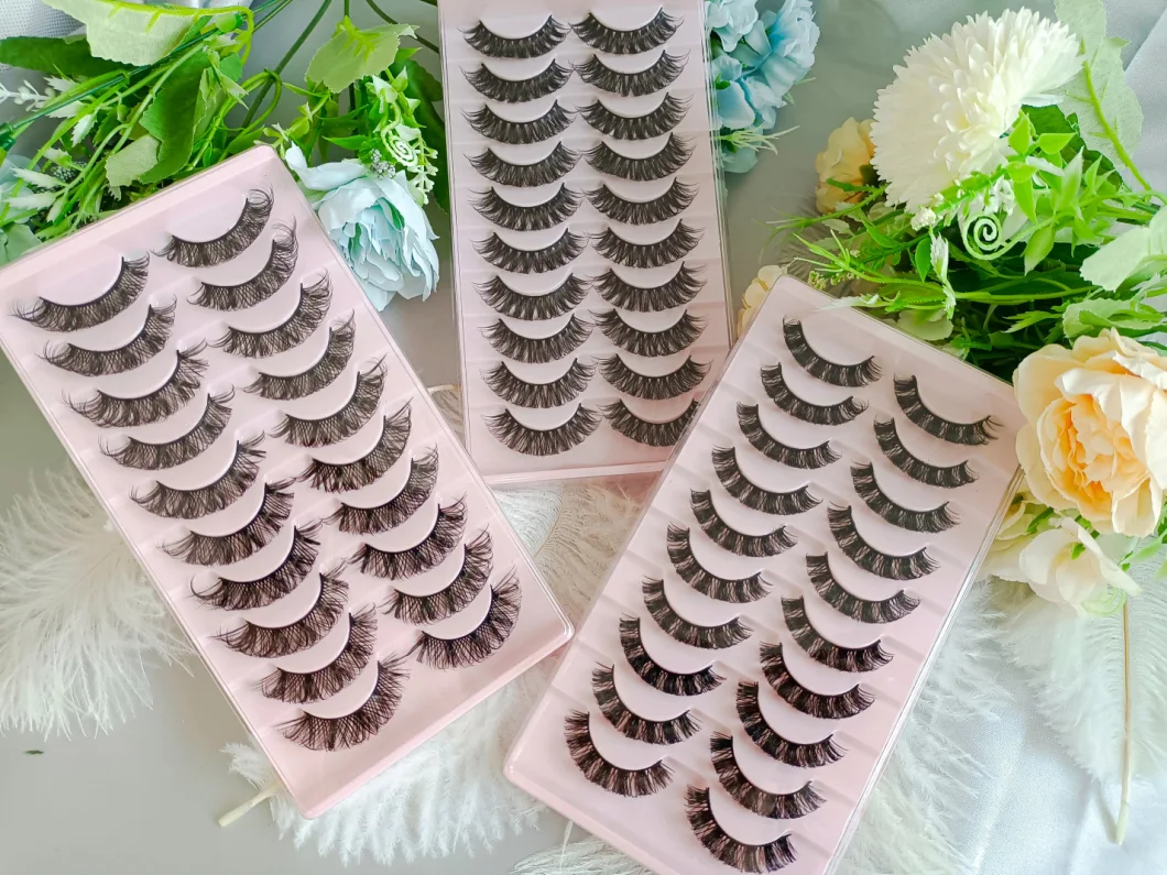 10 Pairs of Clear Band Lashes Faux Mink Half Lashes Set Bulk Vendor Eyelashes